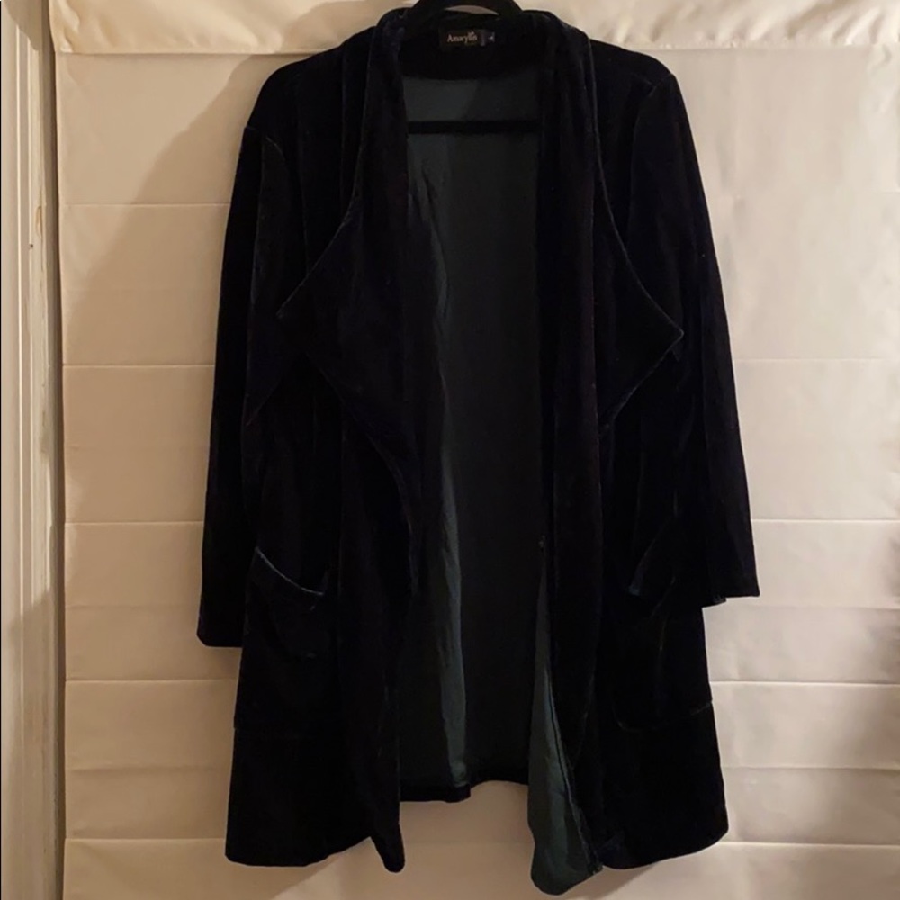 Dark green velvet cardigan